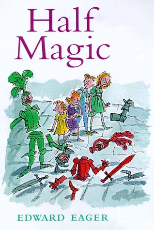 On the cover are the four kids, witnessing the power of half magic.